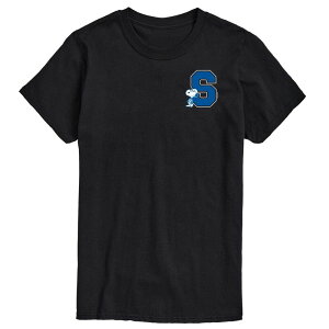 �A�j���L�����N�^�[ �����Y �g�b�v�X T�V���c �g�[�� �O���t�B�b�N Licensed Character Men's Big & Tall Peanut Snoopy Collegiate Letter Graphic Tee Black �u���b�N