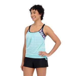 �[���G�N�X�|�[�W���[ ���f�B�[�X ���� �g�b�v�̂� �M���U�[ Women's ZeroXposur Botany Ruched 2-For Tankini Swim Top Aqua �A�N�A