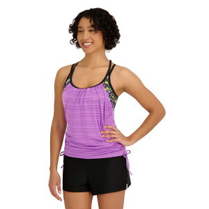 �[���G�N�X�|�[�W���[ ���f�B�[�X ���� �g�b�v�̂� �M���U�[ Women's ZeroXposur Botany Ruched 2-For Tankini Swim Topurple �p�[�v��