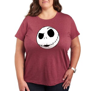 �f�B�Y�j�[ ���f�B�[�X �g�b�v�X T�V���c �v���X�T�C�Y �O���t�B�b�N Disney's Nightmare Before Christmas Plus Jack Face Graphic Tee Red ���b�h