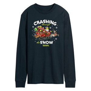 �A�j���L�����N�^�[ �����Y �g�b�v�X T�V���c �O���t�B�b�N Licensed Character Men'shrek Crashing Through The Snow Long Sleeve Graphic Tee Navy �l�C�r�[