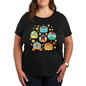 �f�B�Y�j�[ ���f�B�[�X �g�b�v�X T�V���c �v���X�T�C�Y �O���t�B�b�N Plusize Disney Princess Halloween Pumpkin Grid Graphic Tee Black �u���b�N