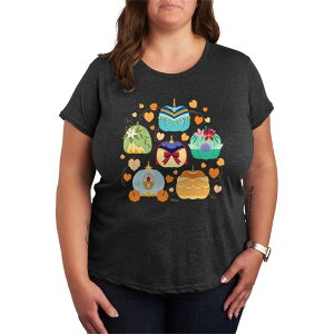�f�B�Y�j�[ ���f�B�[�X �g�b�v�X T�V���c �v���X�T�C�Y �O���t�B�b�N Plusize Disney Princess Halloween Pumpkin Grid Graphic Tee Heather Charcoal �`���R�[��
