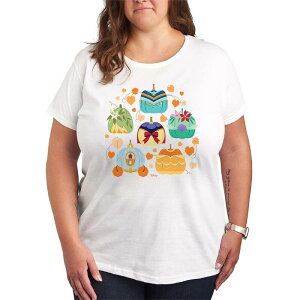 �f�B�Y�j�[ ���f�B�[�X �g�b�v�X T�V���c �v���X�T�C�Y �O���t�B�b�N Plusize Disney Princess Halloween Pumpkin Grid Graphic Tee White �z���C�g