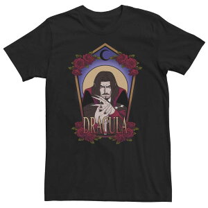 �A�j���L�����N�^�[ �����Y �g�b�v�X T�V���c �t�����[�� �g�[�� �t�����[ Licensed Character Big & Tall Netflix Castlevania Dracula Floral Portraitee Black �u���b�N