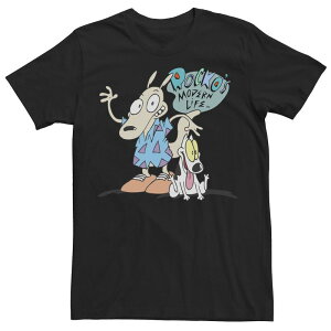 �A�j���L�����N�^�[ �����Y �g�b�v�X T�V���c �g�[�� �O���t�B�b�N Licensed Character Big & Tall Nickelodeon Rocko's Modern Life Show Intro Graphic Tee Black �u���b�N