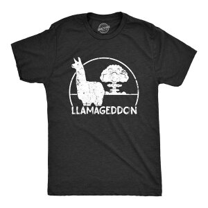 �N���C�W�[�h�b�O T�V���c �����Y �g�b�v�X �O���t�B�b�N Crazy Dog T-Shirts Mens Llamageddon T Shirt Funny Sarcastic Dooms Day Llama Explosion Graphic Tee for Guys Heather Black �u���b�N