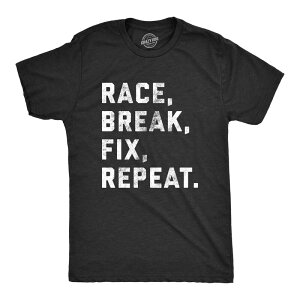 �N���C�W�[�h�b�O T�V���c �����Y �g�b�v�X Crazy Dog T-Shirts Mens Race Break Fix Repeat shirt Funny Car Guy Gift Mechanic Racing Novelty Tee for Guys Heather Black �u���b�N