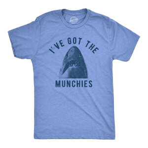 �N���C�W�[�h�b�O T�V���c �����Y �g�b�v�X Crazy Dog T-Shirts Mens Ive Gothe Munchies T Shirt Funny Shark Bite Attack Eating Joke Tee for Guys Light Heather Blue �w�U�[