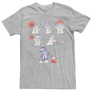 �A�j���L�����N�^�[ �����Y �g�b�v�X T�V���c Licensed Character Men's Grogu Patriotic Tee Athletic Heather �w�U�[