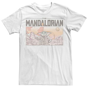 �A�j���L�����N�^�[ �����Y �g�b�v�X T�V���c �L���b�v �P�[�v Licensed Character Men'star Wars The Mandalorioan The Child Grogu Landscape Tee White �z���C�g