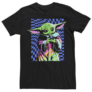 �A�j���L�����N�^�[ �����Y �g�b�v�X T�V���c LICENSED CHARACTER Men's The Mandalorian Grogu Trippy Portraitee Black �u���b�N