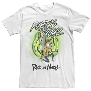 �A�j���L�����N�^�[ �����Y �g�b�v�X T�V���c �O���t�B�b�N Licensed Character Men's Rick And Morty Portal Boyz Graphic Tee White �z���C�g