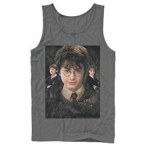 �A�j���L�����N�^�[ �����Y �g�b�v�X T�V���c �O���t�B�b�N Licensed Character Men's Harry Potter Chamber Of Secrets Harry Ron Hermione Poster Graphic Tank Top Charcoal �`���R�[��
