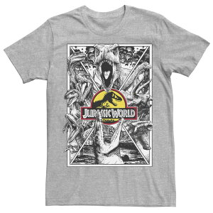 �A�j���L�����N�^�[ �����Y �g�b�v�X T�V���c Licensed Character Men's Jurassic Park Collage Poster Tee Athletic Heather �w�U�[
