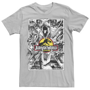 �A�j���L�����N�^�[ �����Y �g�b�v�X T�V���c Licensed Character Men's Jurassic Park Collage Poster Tee Silver �V���o�[