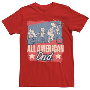 �A�j���L�����N�^�[ �����Y �g�b�v�X T�V���c Licensed Character Men's The Simpsons Father's Day Homer All American Dad Tee Red ���b�h
