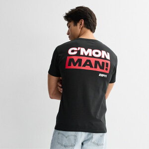 �A�j���L�����N�^�[ �����Y �g�b�v�X T�V���c �O���t�B�b�N Licensed Character Men's ESPN C'MON Man! Graphic Tee Black �u���b�N