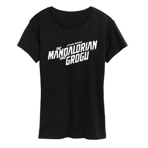 �X�^�[ �E�H�[�Y ���f�B�[�X �g�b�v�X T�V���c ���S �O���t�B�b�N Women'star Wars The Mandalorian & Grogu Logo Graphic Tee Black �u���b�N