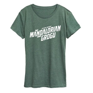 �X�^�[ �E�H�[�Y ���f�B�[�X �g�b�v�X T�V���c ���S �O���t�B�b�N Women'star Wars The Mandalorian & Grogu Logo Graphic Tee Heather Juniper �w�U�[