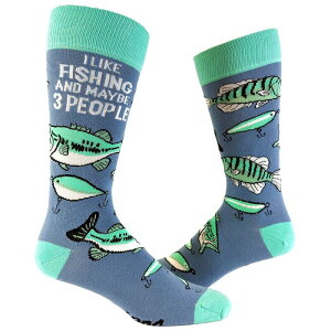 �N���C�W�[�h�b�O T�V���c �����Y �A���_�[�E�F�A �C�� Crazy Dog T-Shirts Men's I Like Fishing and Maybe 3 People Socks Funny Hunting Fathers Day Dad Footwear Blue �u���[