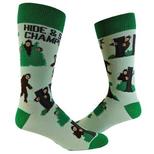 �N���C�W�[�h�b�O T�V���c �����Y �A���_�[�E�F�A �C�� �j�b�g Crazy Dog T-Shirts Men's Bigfoot Hide and Seek Champion Socks Funny Camping Sasquatch Knit Novelty Footwear Hide And Seek Champ