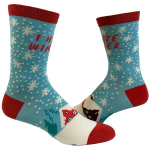 �N���C�W�[�h�b�O T�V���c �����Y �A���_�[�E�F�A �C�� �O���t�B�b�N Crazy Dog T-Shirts Men's I Hate Winter Socks Funny Snow Cold Seasons Graphic Novelty Footwear Light Blue �u���[