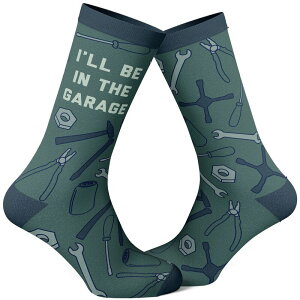 �N���C�W�[�h�b�O T�V���c �����Y �A���_�[�E�F�A �C�� Crazy Dog T-Shirts Men's I'll Be In The Garage Socks Funny Sarcastic Repair Tool Project Footwear Green �O���[��