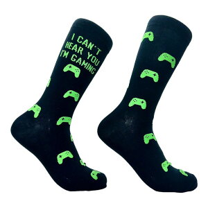 �N���C�W�[�h�b�O T�V���c �����Y �A���_�[�E�F�A �C�� Crazy Dog T-Shirts Men's I Cant Hear You Im Gaming Socks Funny Video Gamer Controller Joke Footwear Black �u���b�N