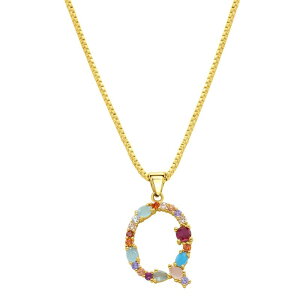 yz AhjA fB[X lbNXE`[J[Ey_ggbv ANZT[ Adornia Gold Tone Multi Color Cubic Zirconia Initial Necklace Q
