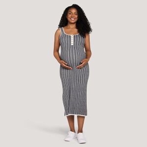 �}�U�[�t�b�h ���f�B�[�X �g�b�v�X �����s�[�X �~�f�B �}�^�j�e�B Maternity Motherhood Henley Tank Midi Dress Black Stripe �u���b�N
