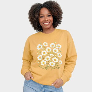 Simply Sage Market ���f�B�[�X �g�b�v�X T�V���c �X�E�F�b�g �O���t�B�b�N Simply Sage Market Watercolor Daisies - Women's Graphic Sweatshirt Butter