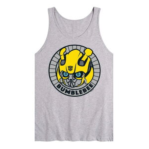 �A�j���L�����N�^�[ ���f�B�[�X �g�b�v�X T�V���c �O���t�B�b�N Licensed Character Men's Transformers Bumblebee Badge Graphic Tank Top Gray �O���[
