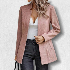 �G���[�g�X�s���b�g ���f�B�[�X �g�b�v�X �����s�[�X �u���U�[ �W���P�b�g EliteSpirit Women Open Front Plain Long Sleeve Outerwear Jacket for Work Daily Wear Casual Blazer Pink �s���N