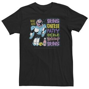 �A�j���L�����N�^�[ ���f�B�[�X �g�b�v�X T�V���c �g�[�� Licensed Character Big & Tall DComics Teen Titans Go! Cyborg Burger Listee Black �u���b�N