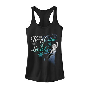 �f�B�Y�j�[ ���f�B�[�X �g�b�v�X T�V���c Juniors' Disney's Frozen Elsa Keep Calm & Let It Go Tank Top Black �u���b�N