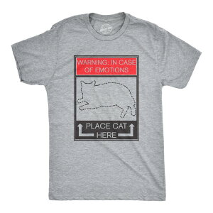 �N���C�W�[�h�b�O T�V���c ���f�B�[�X �g�b�v�X ���[�X Crazy Dog T-Shirts Mens WARNING: In Case of Emotions Place Cat Here Funny Kitten T Shirt Light Heather Grey �O���[