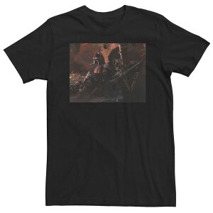 �X�^�[ �E�H�[�Y ���f�B�[�X �g�b�v�X T�V���c �g�[�� Big & Tall Star Wars The Mandalorian War Zone Poster Tee Black �u���b�N