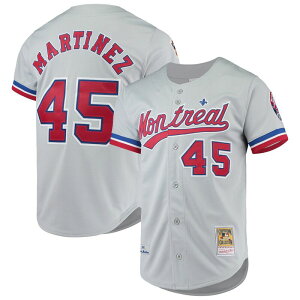 �~�b�`�F��&�l�X ���f�B�[�X �g�b�v�X T�V���c �W���[�W�[ Men's Mitchell & Ness Pedro Martinez Gray Montreal Expos Cooperstown Collection Authentic Jersey Mlb Grey �O���[