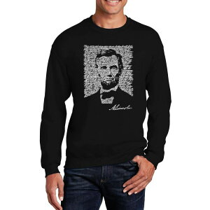 �G���G�[�|�b�v�A�[�g ���f�B�[�X �g�b�v�X T�V���c �N���[�l�b�N �X�E�F�b�g LA Pop Art Abraham Lincoln - Gettysburg Address - Mens Word Art Crewneck Sweatshirt Black �u���b�N