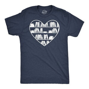 �N���C�W�[�h�b�O T�V���c ���f�B�[�X �g�b�v�X �O���t�B�b�N Crazy Dog T-Shirts Mens Bookshelf Heart Funny T Shirt Readingraphic Tee for Men Heather Navy �w�U�[