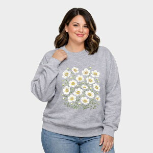 Simply Sage Market ���f�B�[�X �g�b�v�X T�V���c �v���X�T�C�Y �X�E�F�b�g �O���t�B�b�N Simply Sage Market Watercolor Daisies - Women's Plusized Graphic Sweatshirt Graphite �O���t�@�C�g