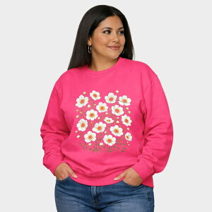 Simply Sage Market ���f�B�[�X �g�b�v�X T�V���c �v���X�T�C�Y �X�E�F�b�g �O���t�B�b�N Simply Sage Market Watercolor Daisies - Women's Plusized Graphic Sweatshirt Raspberry