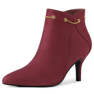 �A���O�� �P�[ ���f�B�[�X �V���[�Y �u�[�c�E���C���u�[�c �A���N�� �q�[�� ALLEGRA K Women's Pointed Toe Side Zip Stiletto Heel Ankle Booties Burgundy �o�[�K���f�B