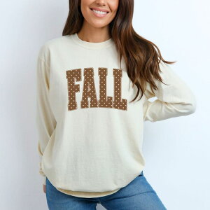 Simply Sage Market ���f�B�[�X �g�b�v�X T�V���c �h�b�g �O���t�B�b�N Simply Sage Market Fall Polka Dots Arched - Women's Garment Dyed Long Sleeve Graphic T-Shirt Ivory �A�C�{���[
