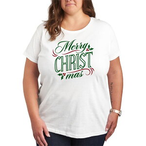 �A�j���L�����N�^�[ ���f�B�[�X �g�b�v�X T�V���c �v���X�T�C�Y �O���t�B�b�N Licensed Character Plusize Merry Christmas Classic Script Graphic Tee White �z���C�g