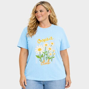 Simply Sage Market ���f�B�[�X �g�b�v�X T�V���c �v���X�T�C�Y �O���t�B�b�N Simply Sage Market Oopsie Daisy Club Stripes - Women's Plusized Garment Dyed Graphic T-Shirt Chambray �X�g���C�v
