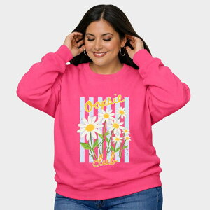 Simply Sage Market ���f�B�[�X �g�b�v�X T�V���c �v���X�T�C�Y �X�E�F�b�g �O���t�B�b�N Simply Sage Market Oopsie Daisy Club Stripes - Women's Plusized Graphic Sweatshirt Raspberry �X�g���C�v