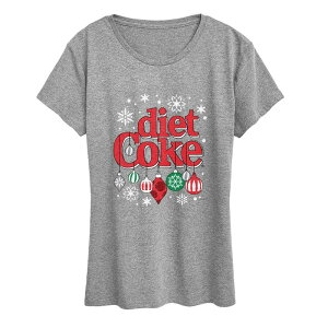 �A�j���L�����N�^�[ ���f�B�[�X �g�b�v�X T�V���c �O���t�B�b�N Licensed Character Women's Diet Coke Festive Holiday Ornaments Graphic Tee Heather Gray �O���[