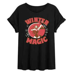 �}�[�x�� ���f�B�[�X �g�b�v�X T�V���c Juniors' Marvel Winter Magic Oversized Tee Black �u���b�N